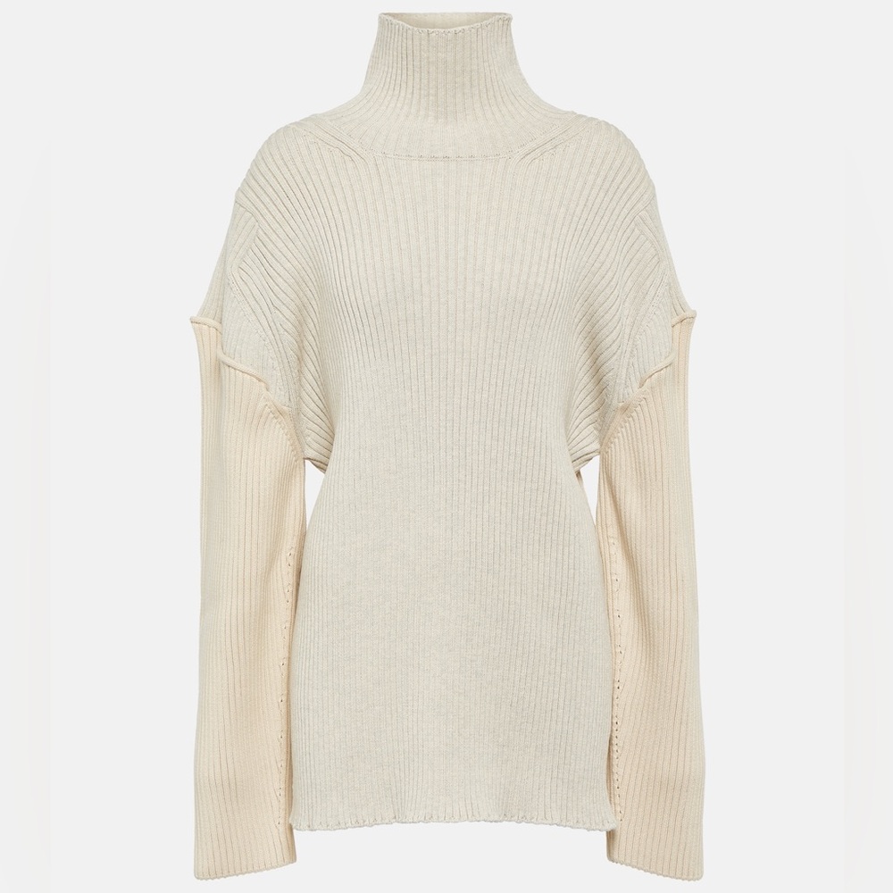Brand New The Row Dua rib-knit cotton and cashmere sweater